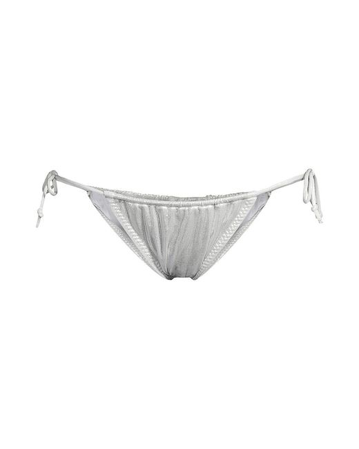 Norma Kamali Metallic String Bikini Bottoms in White | Lyst