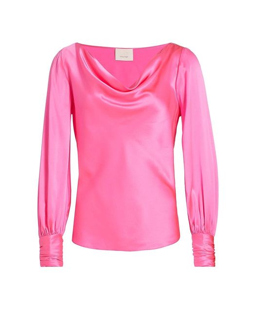Cinq À Sept Taylee Cowlneck Silk Blouse in Pink | Lyst