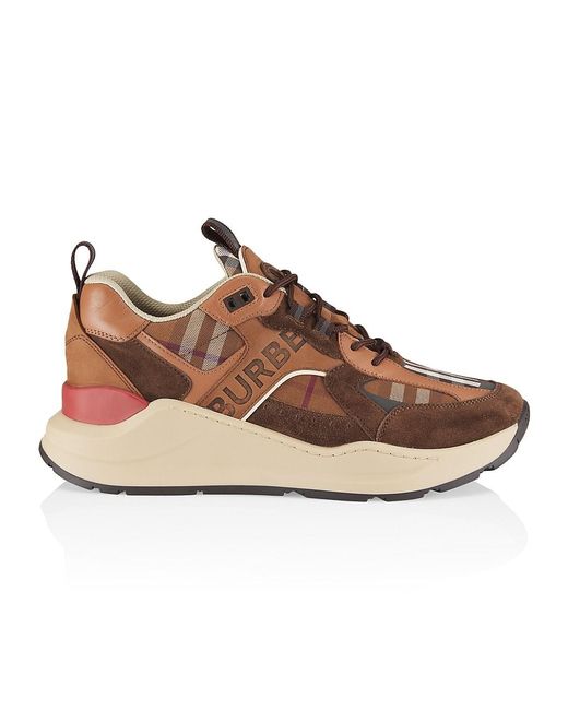 Burberry Sean Checked Sneakers in Brown for Men | Lyst