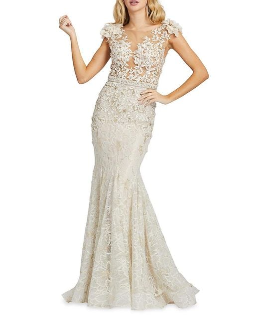 sequin leaf mermaid gown mac duggal