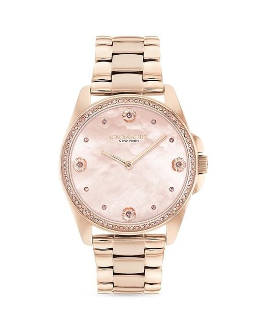 COACH Greyson 36mm Rose Goldplated Stainless Steel Watch in Pink Lyst