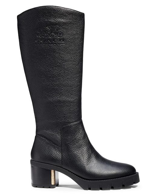 COACH Cindy Leather Kneehigh Boots in Black Lyst