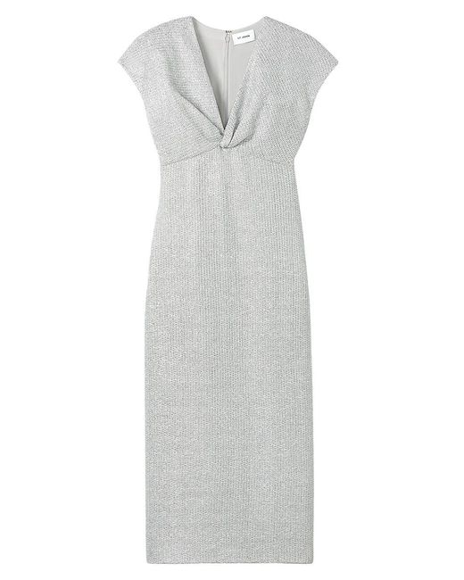 St. John Sparkleknit Mididress in White Lyst