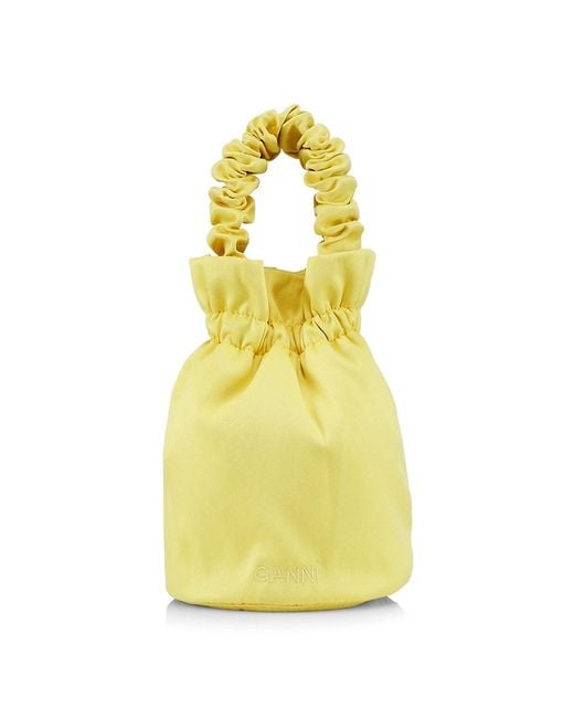 Ganni Occasion Ruched Top Handle Bag in Pale Banana (Yellow) Lyst