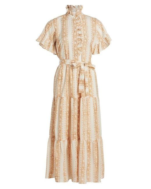 MILLE Victoria Tiered Cotton Dress in Natural | Lyst