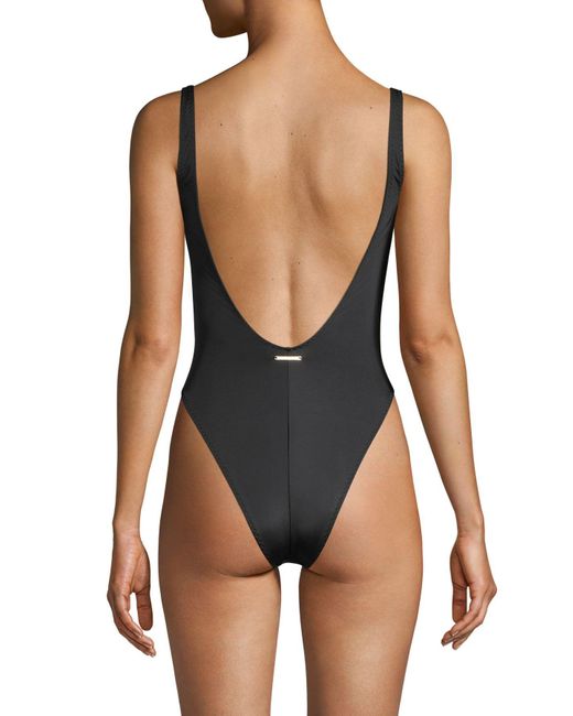 black studded one piece swimsuit