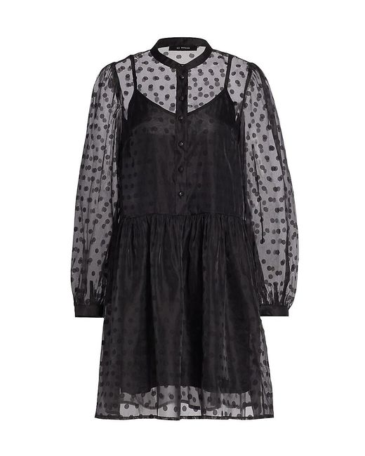 En Saison Synthetic Dot Embroidered Minidress in Black | Lyst