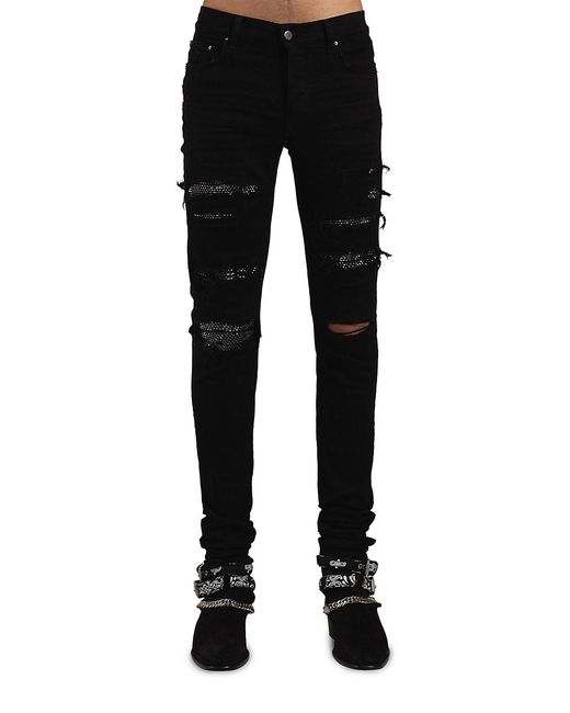 Amiri Crystal Thrasher Jeans in Black for Men | Lyst