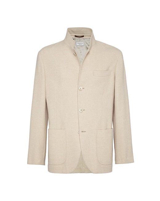 Brunello Cucinelli Water Resistant Lightweight Cashmere Jacket in White for Men Lyst