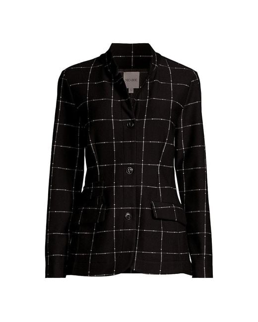 NIC+ZOE Etched Windowpane Plaid Jacket in Black Lyst