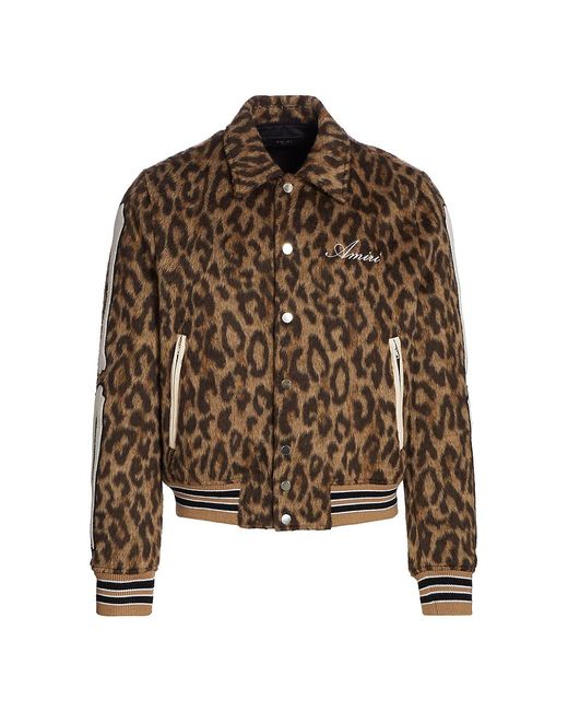 Amiri Bonesprint Wool Varsity Jacket in Leopard (Brown) for Men - Lyst