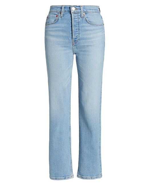 RE/DONE Denim 70s Stove Pipe High-rise Stretch Straight Crop Jeans in ...