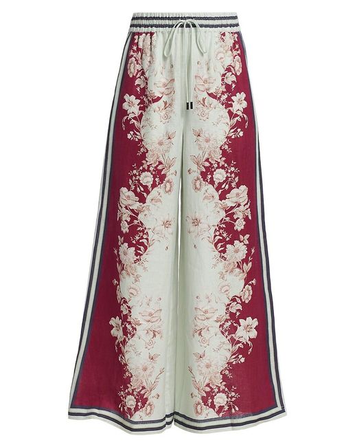 ALÃMAIS Marlow Wide-leg Linen Pants in Burgundy Paisley (Red) | Lyst