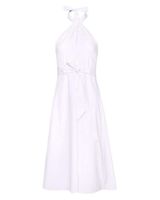 STAUD Kai Stretch Cotton Halter Dress in White | Lyst