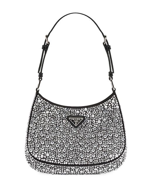 Prada Black Crystal Cleo Shoulder Bag