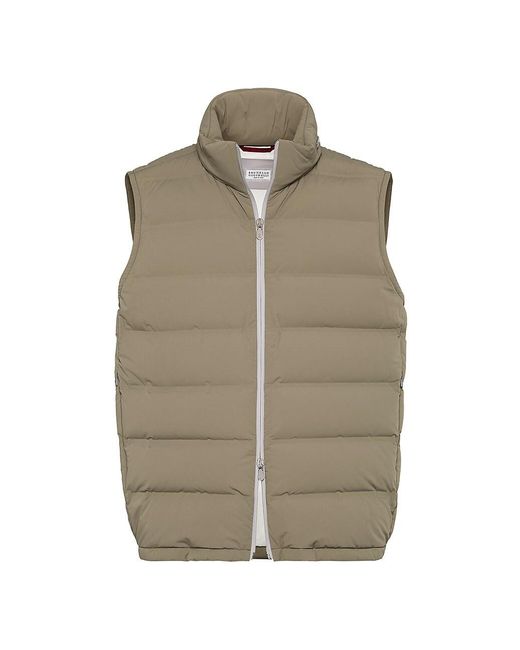 Brunello Cucinelli Bonded Nylon Down Vest With Packable Hood And Heat ...