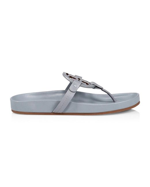 Tory Burch Miller Cloud Leather Thong Slides in Blue | Lyst
