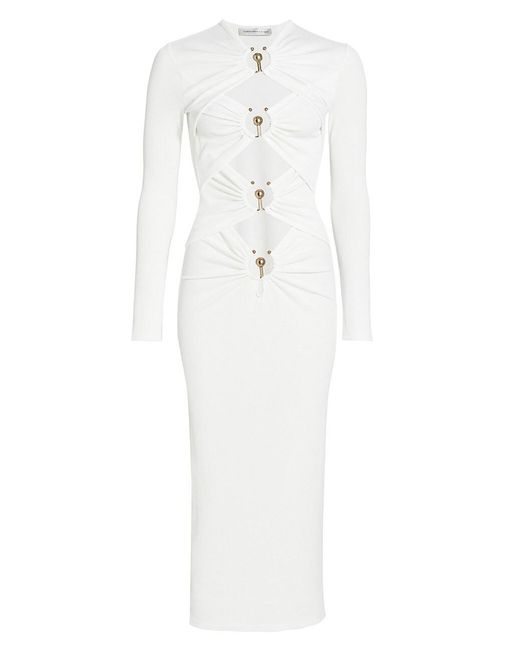 Christopher Esber Synthetic Orbit Cut-out Midi-dress in White | Lyst