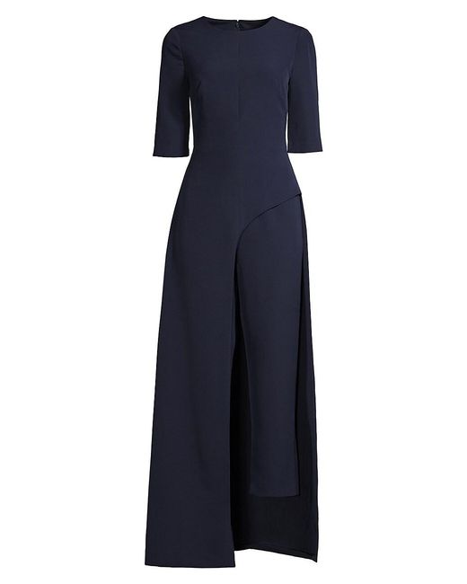 Kay Unger Synthetic Stretch Crepe Davina Jumpsuit in Midnight (Blue) | Lyst
