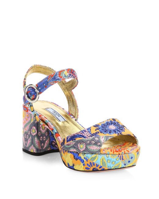 Prada Calzature Donna Amarena Platform Sandals in Blue | Lyst
