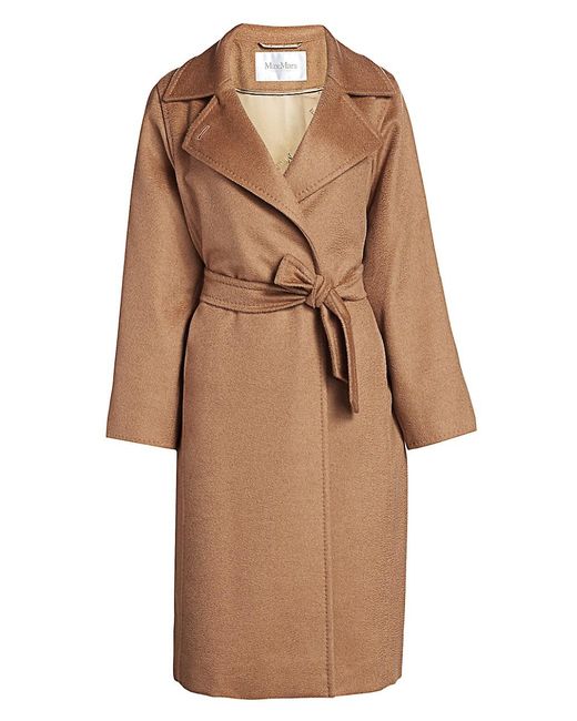 Max Mara Manuela Icon Camel Hair Wool Wrap Coat in Natural ...