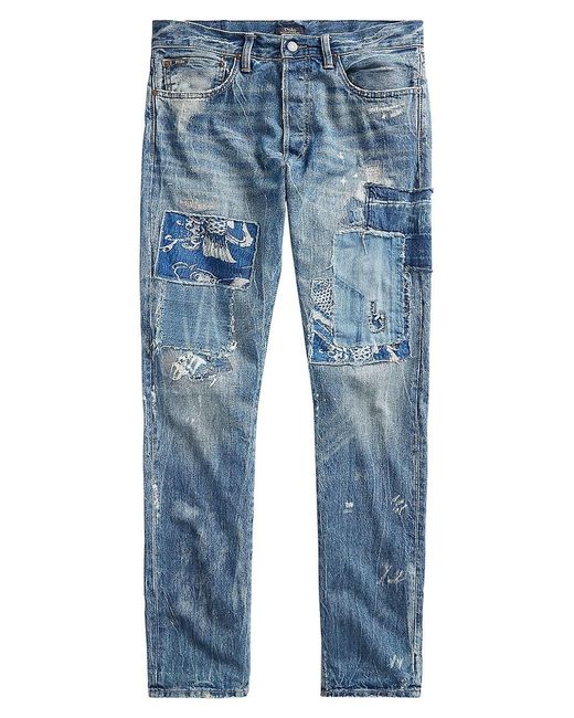 Polo Ralph Lauren Sullivan Slim-fit Distressed Patchwork Jeans in Blue for  Men | Lyst