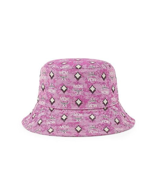 MCM Synthetic Logo Bucket Hat in Pink for Men | Lyst