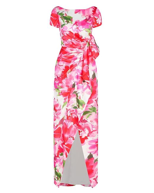 Kay Unger Franca Floral-printed Column Gown in Pink | Lyst