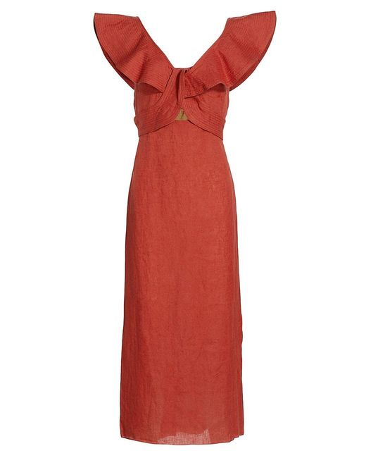 Johanna Ortiz Kilimanjaro Linen Bolero Midi-dress in Red | Lyst