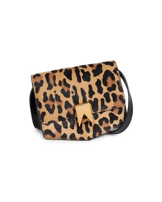 Alaïa Small Le Papa Leopard Calf Hair Shoulder Bag in Black