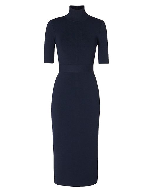 Scanlan Theodore Synthetic Belted High-neck Short-sleeve Dress in Navy ...