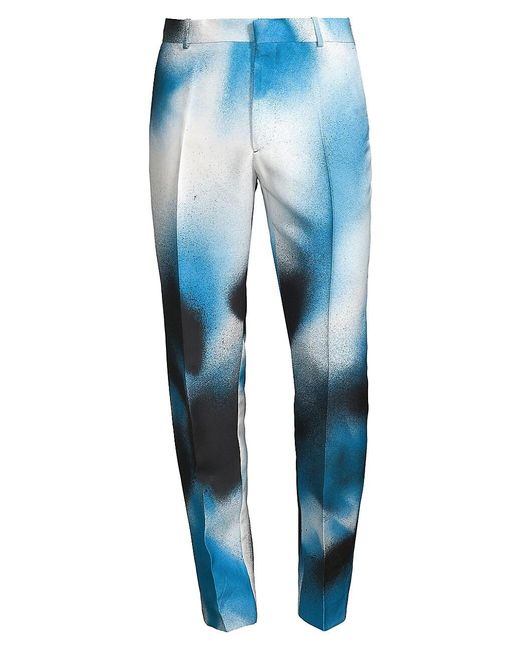 Alexander McQueen Spraypainteffect Woven Pants in Blue for Men Lyst
