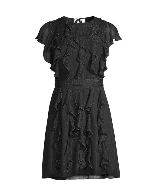 Ted Baker Dollei Ruffled Minidress in Black | Lyst