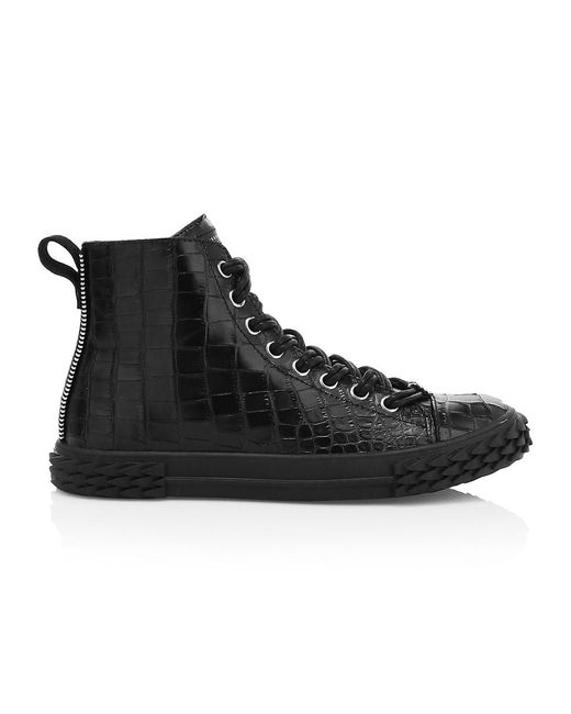 giuseppe zanotti croc embossed sneakers