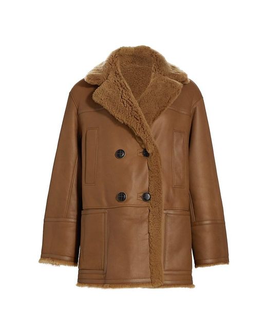 Loro Piana Fur Giubb Double breasted Shearling Coat In Brown Lyst