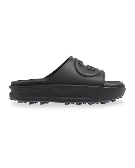 Gucci Rubber Miami Logo Pool Slides in Black for Men Lyst
