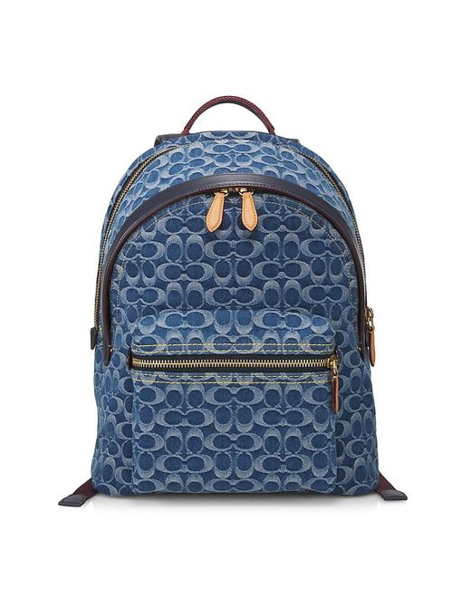 COACH Denim Charter Backpack in Washed Denim (Blue) for Men Lyst