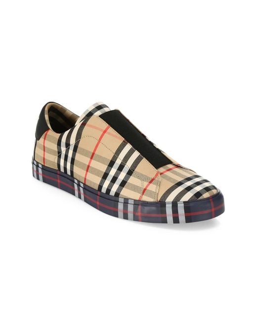 Burberry Cotton Markham Check Slip-on Sneakers for Men - Save 26% - Lyst