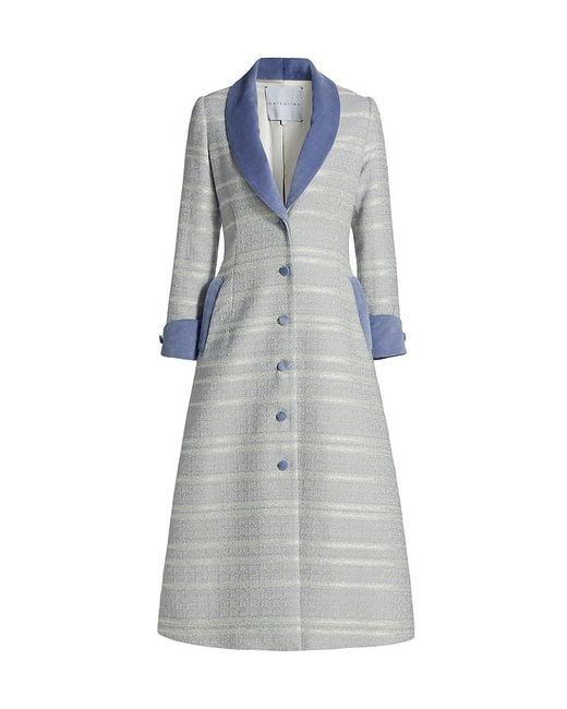 Markarian Blue Contrast Trim Wool Coat