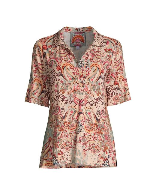 Johnny Was Jungle Paisley Polo Swing Top in Pink | Lyst