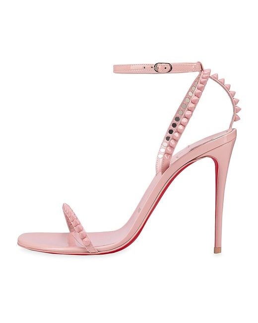 Christian Louboutin So Me Spike 100 Patent Leather Sandals in Pink | Lyst