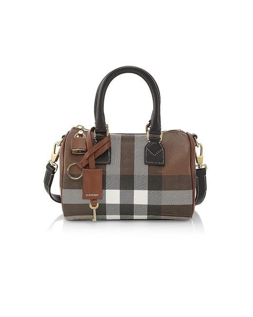 Burberry Canvas Check Mini Bowling Bag in Natural Lyst