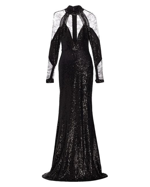 Elie Saab Lace & Sequin-embroidered Gown in Black | Lyst
