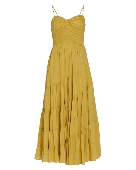 Free People Sundrenched Strapless Tiered Maxi Dress in Yellow | Lyst