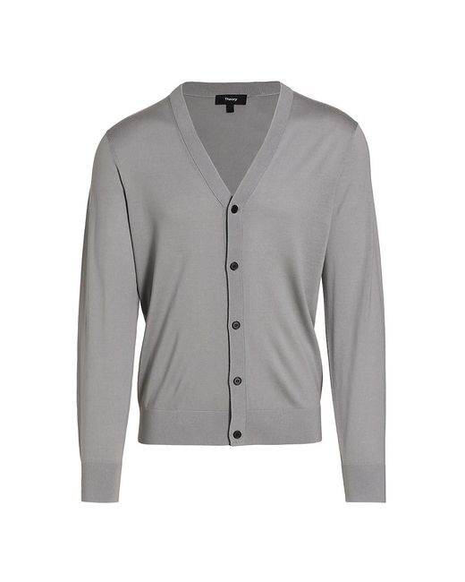 Theory Regal Wool V-neck Cardigan in Blue for Men | Lyst