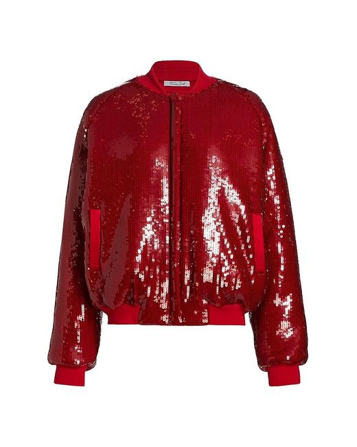 LAQUAN SMITH Sequined Bomber Jacket in Red | Lyst