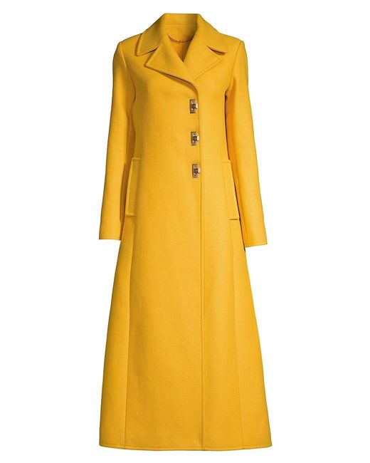 Tory Burch Wool Coat in Yellow | Lyst