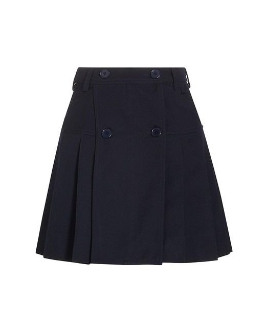 Simone Rocha Pleated Twill Miniskirt in Blue | Lyst