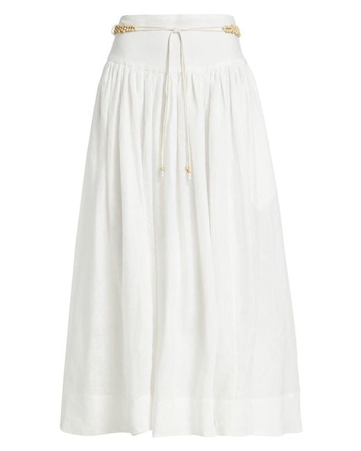 Zimmermann Linen Jeannie Belted Maxi Skirt in Ivory (White) Lyst