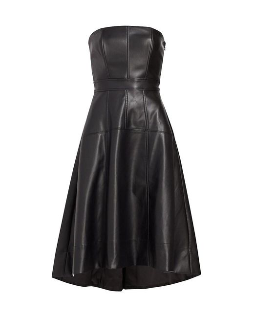 En Saison Dawn Faux Leather Bustier Midi-dress in Black | Lyst